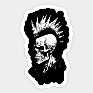 Black and white skull mohawk Sticker